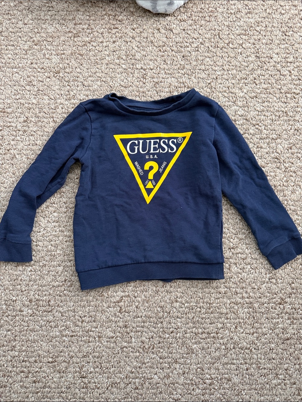 GUESS Navy and Yellow Triangle Logo Kids Sweatshirt